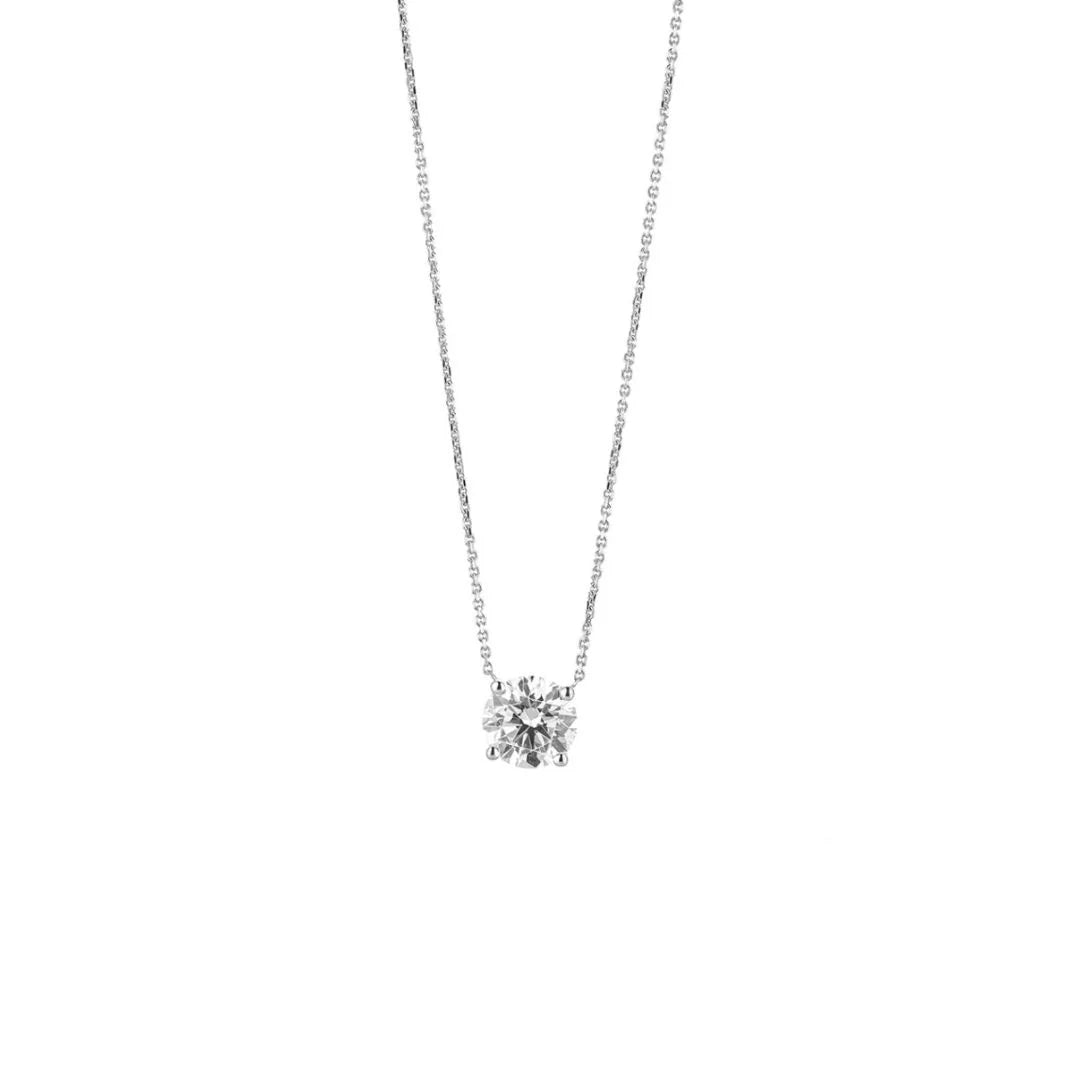 Delicate diamond jewellery necklace on a shimmering chain, featuring a stunning centrepiece sparkle.