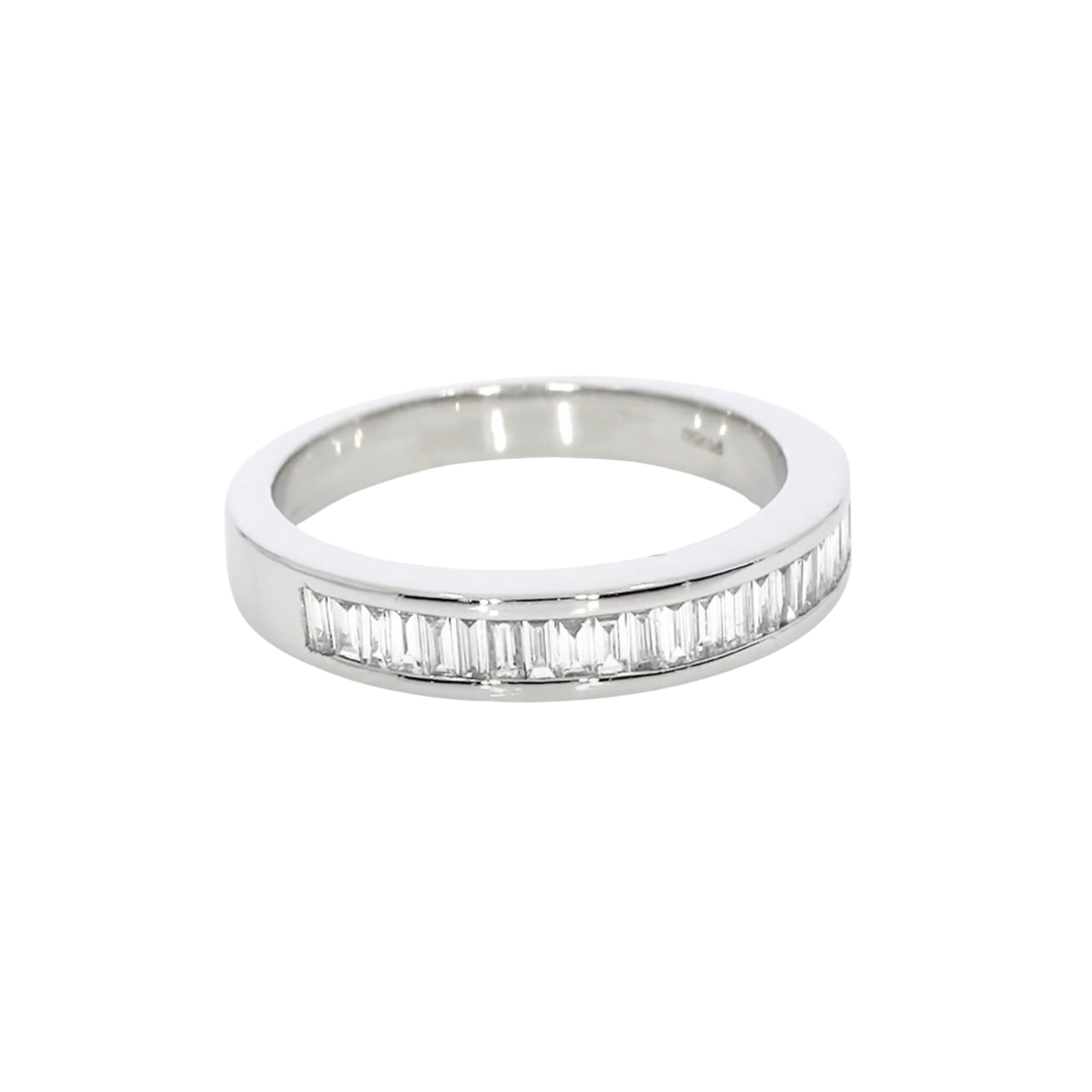 Channel Set Baguette Ring with a half hoop of 0.41cts baguette cut certified natural diamonds