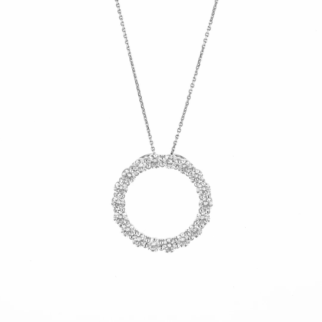 Circle Of Life Necklace - Large with bright white diamonds on a delicate chain.