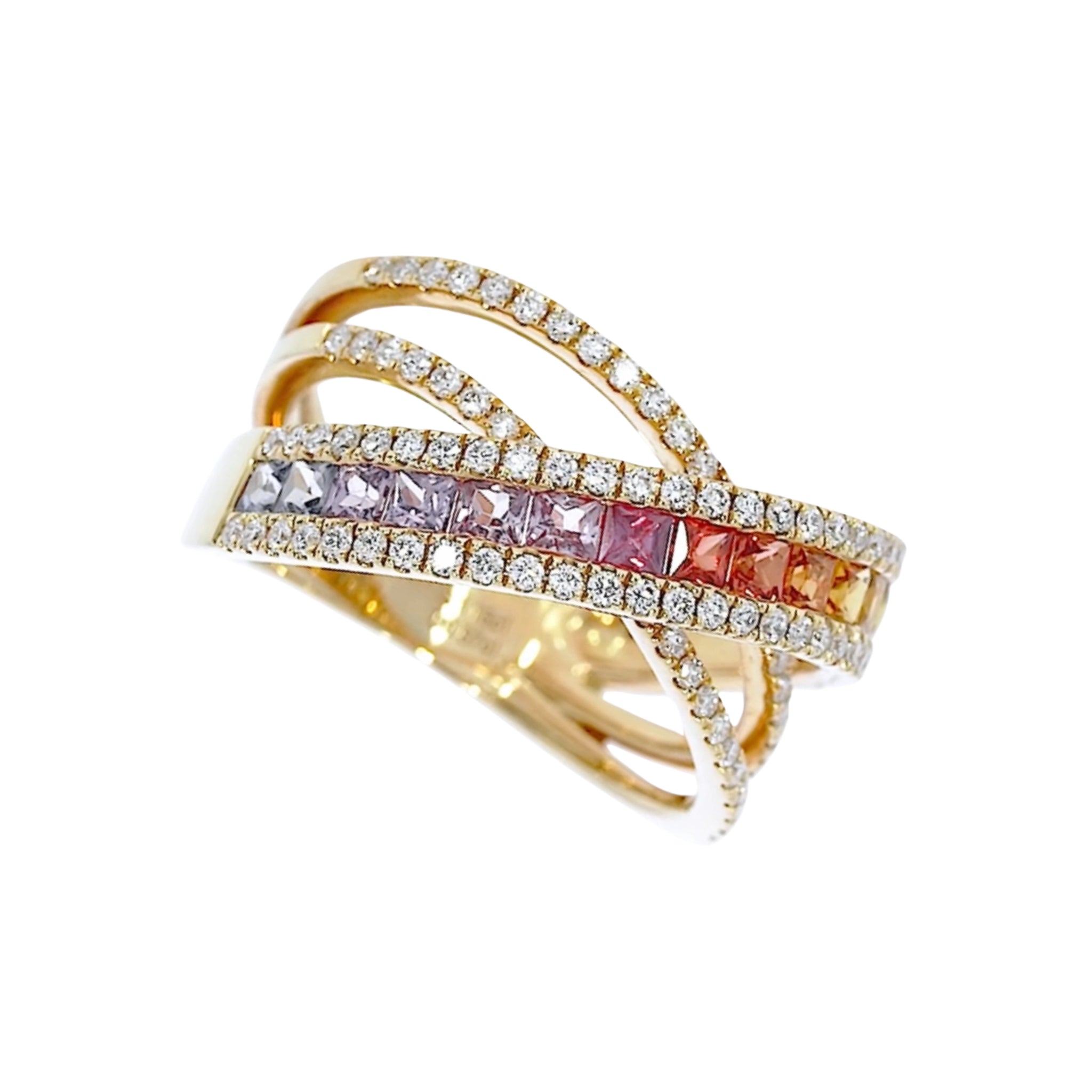 Coloured Sapphire Criss Cross Ring