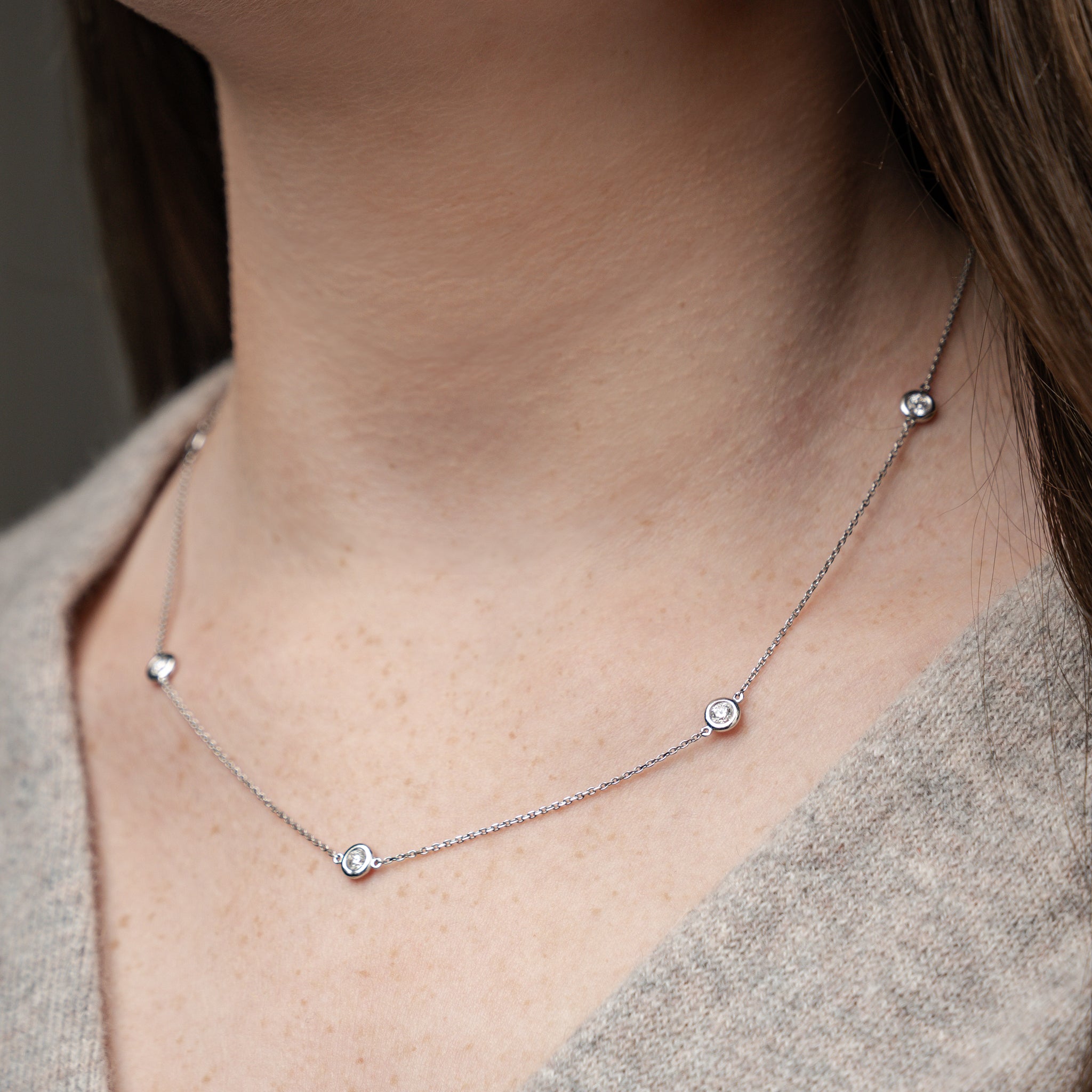 Constellation necklace showcasing certified diamond design on a delicate chain, elegant for everyday wear.