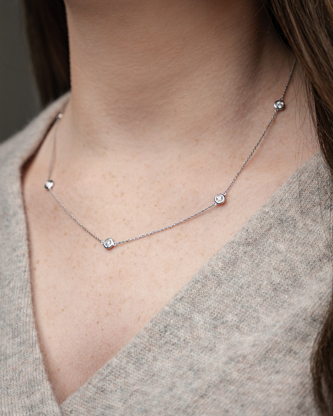 Constellation necklace showcasing certified diamond design on a delicate chain, elegant for everyday wear.
