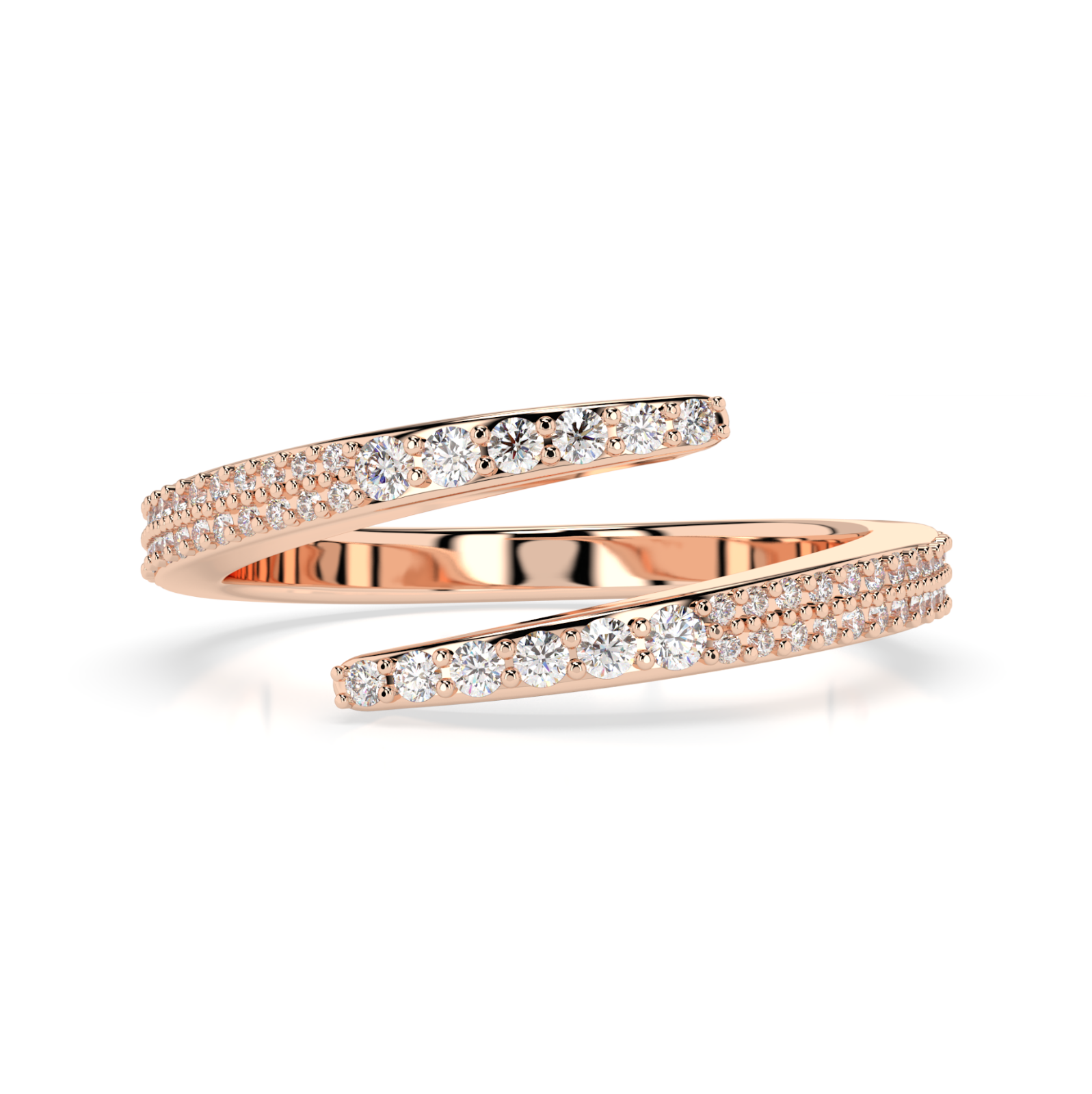 Wrap ring with 0.18cts of round brilliant cut diamonds, in rose gold colour set in 18ct gold.