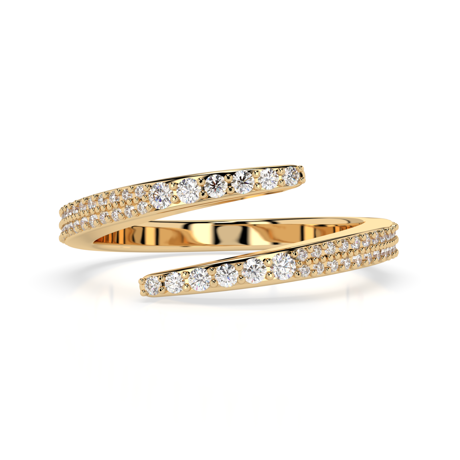 Wrap ring with 0.18cts of round brilliant cut diamonds, in yellow gold colour set in 18ct gold.
