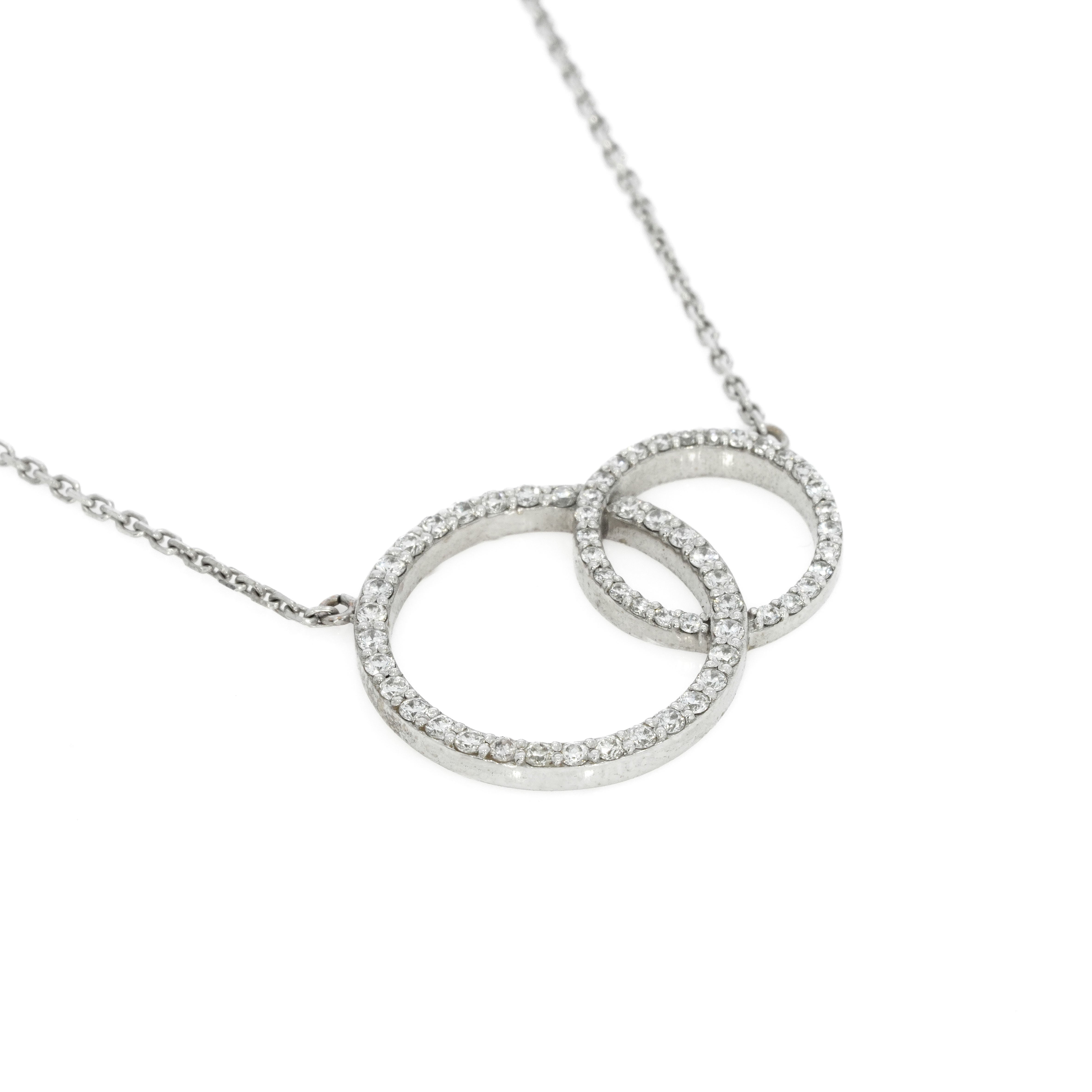 Duo Circle of Life Necklace featuring certified diamond circles set in 18ct gold chain, showcasing exquisite craftsmanship.