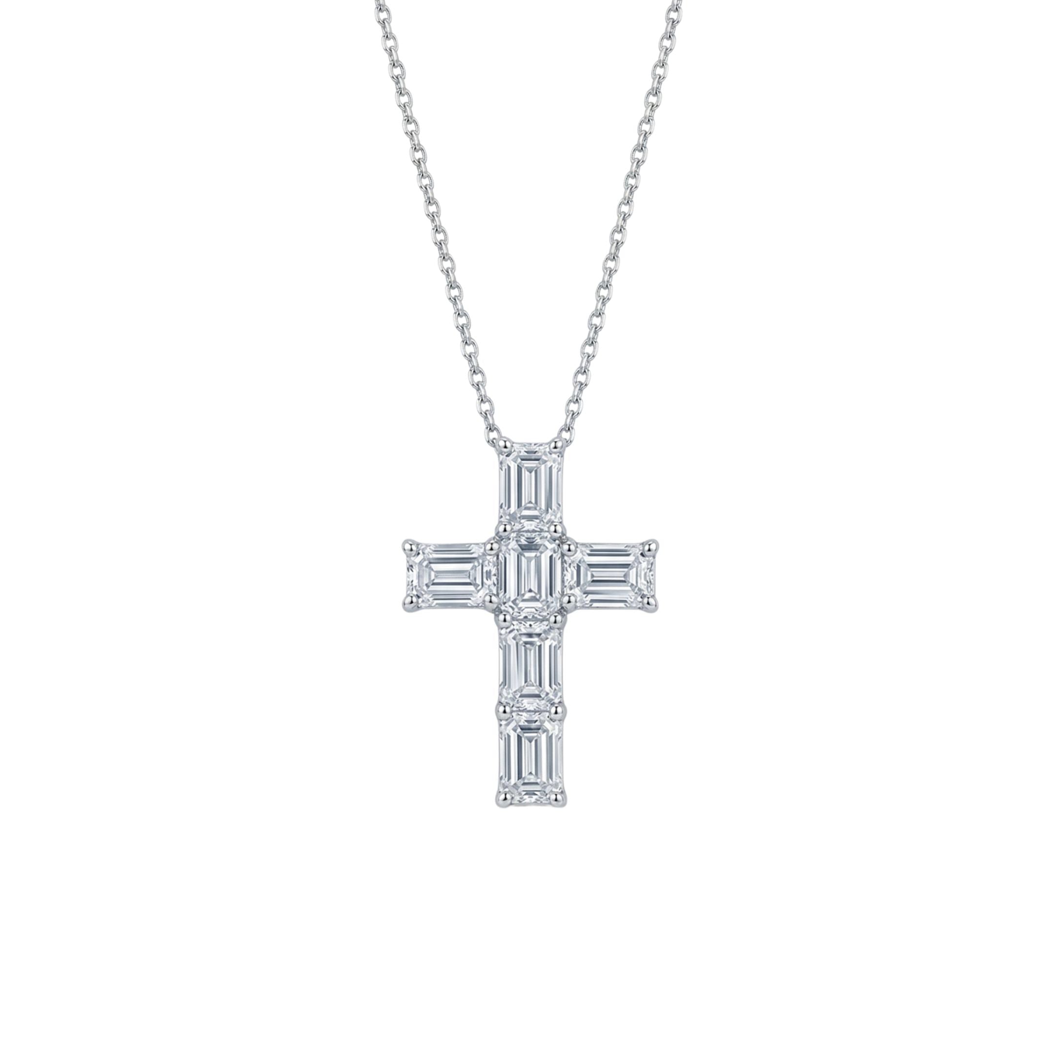 Emerald Cut Diamond Cross