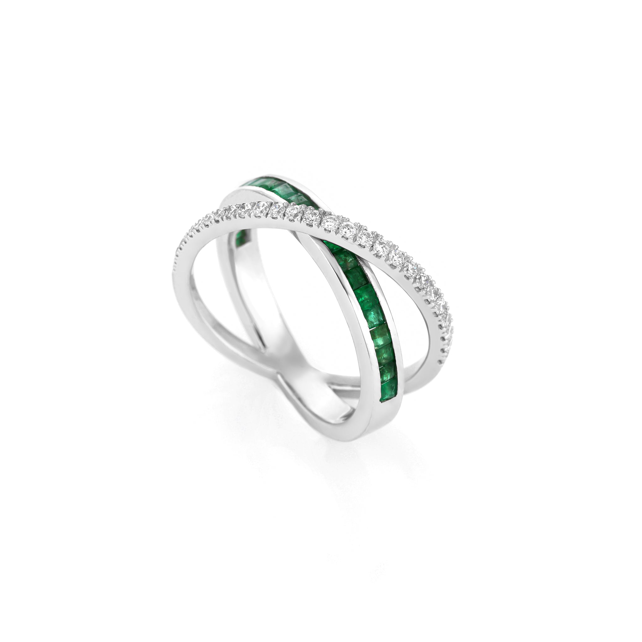 Emerald Criss Cross Ring