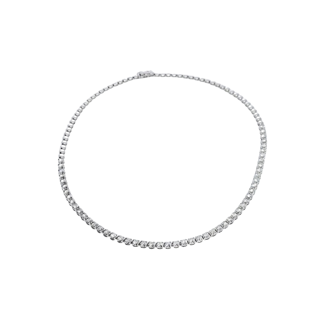 Elegant half diamond tennis necklace featuring certified diamonds set in white gold for timeless style.