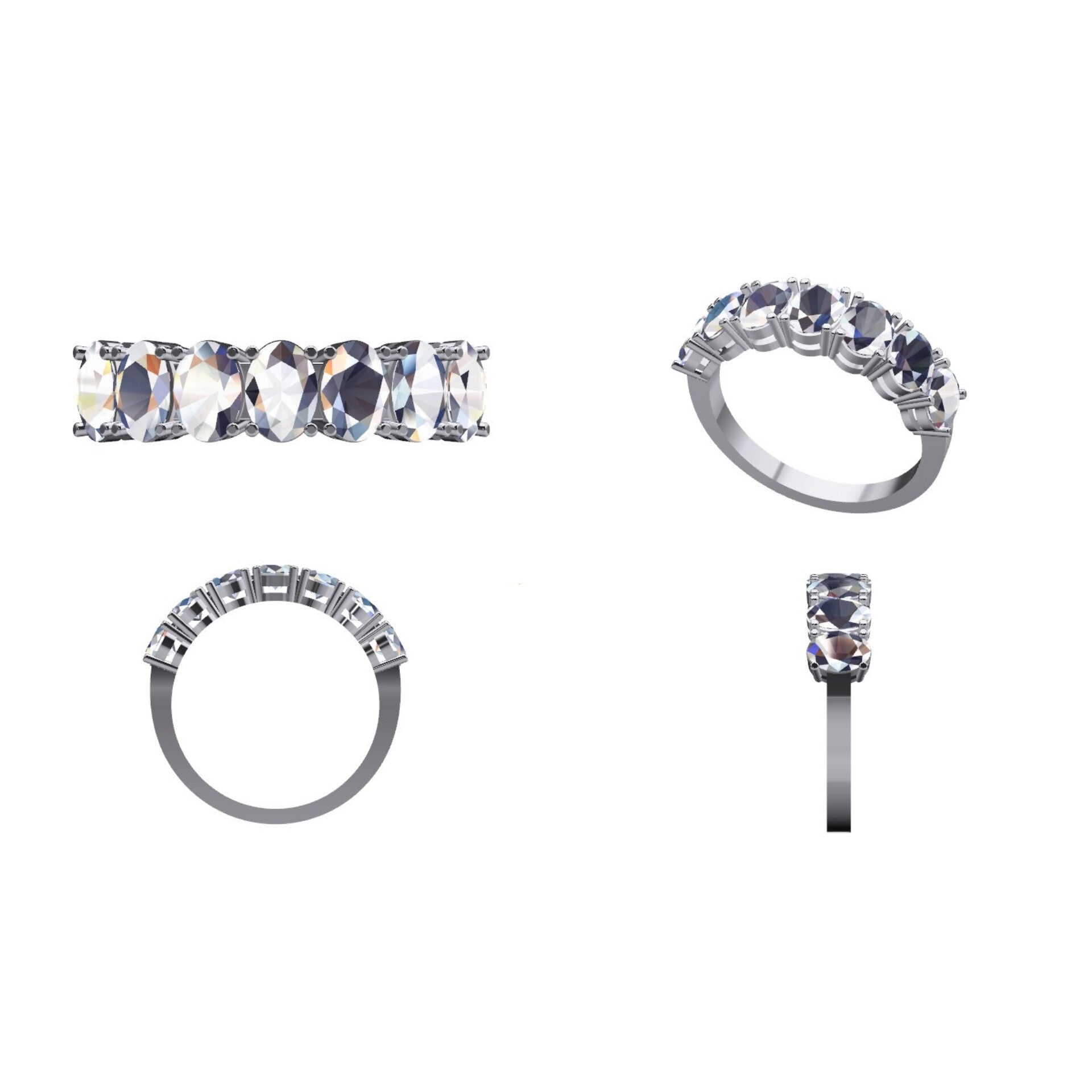 Seven stone oval certified diamond ring showcasing exceptional craftsmanship and brilliant sparkle.