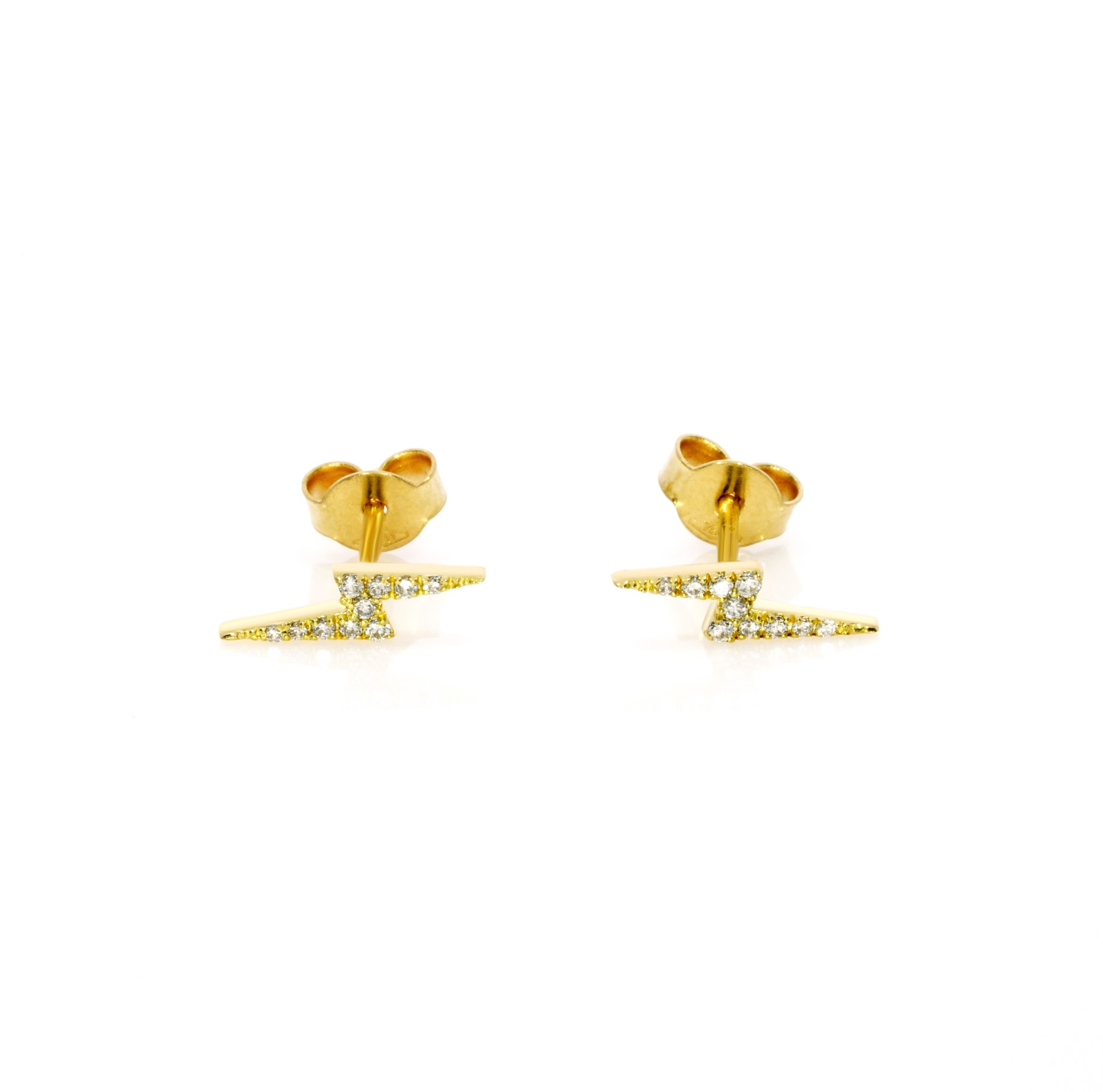 Lightning bolt earrings with certified diamonds set in solid 18ct gold, featuring traditional post and butterfly back.