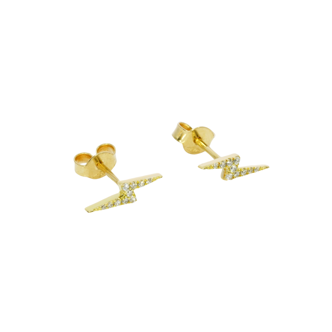 Lightning bolt earrings in solid 18ct gold set with certified diamonds for a dazzling and powerful look.