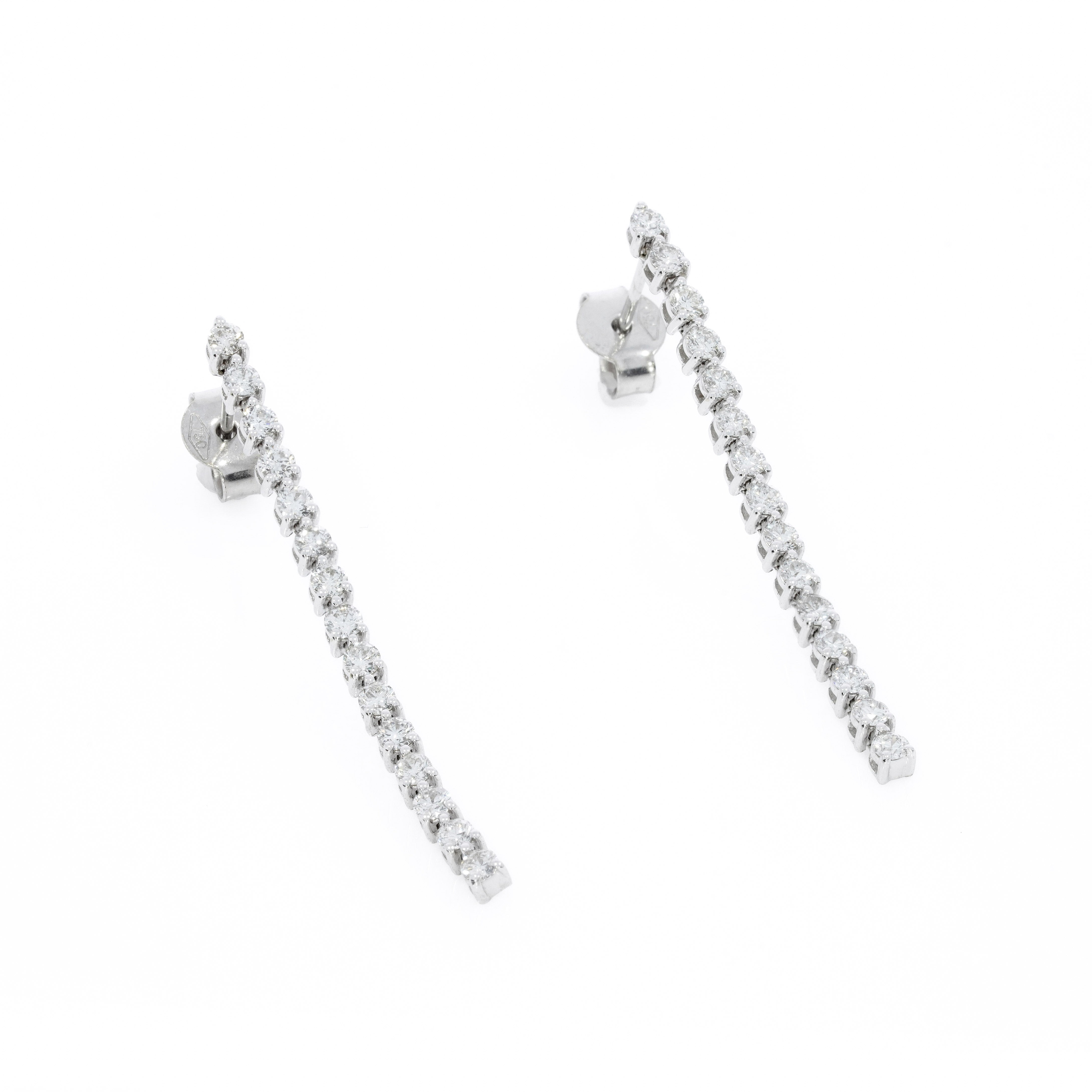 Diamond Line earrings featuring diamonds set in 18ct gold, perfect for weddings or evening wear.