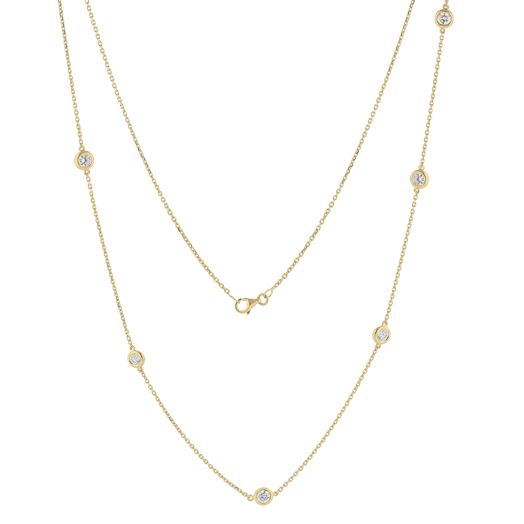 Long Constellation Necklace featuring 13 round brilliant cut diamonds set in 18ct gold, perfect for layering with other jewellery.