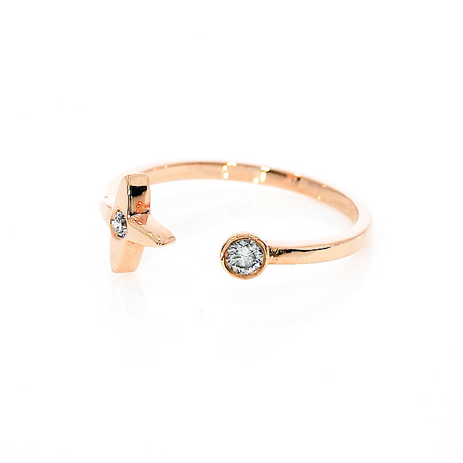 Gemini Mini Star Ring featuring two round brilliant cut certified natural diamonds.