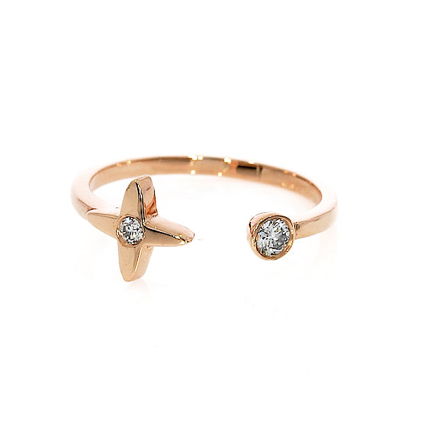 Classic timeless Gemini Mini Star Ring featuring two round brilliant cut certified natural diamonds.