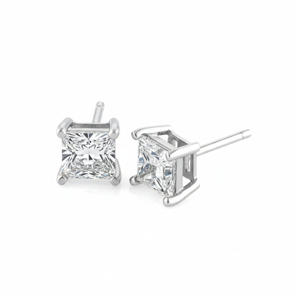 Princess Cut diamond stud earrings