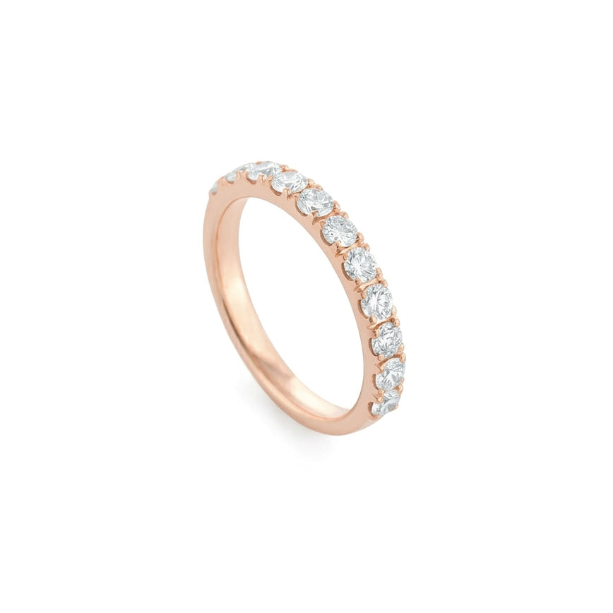 0.90ct Diamond Half Hoop Band in 18ct Rose Gold featuring brilliant round cut diamonds for timeless elegance.