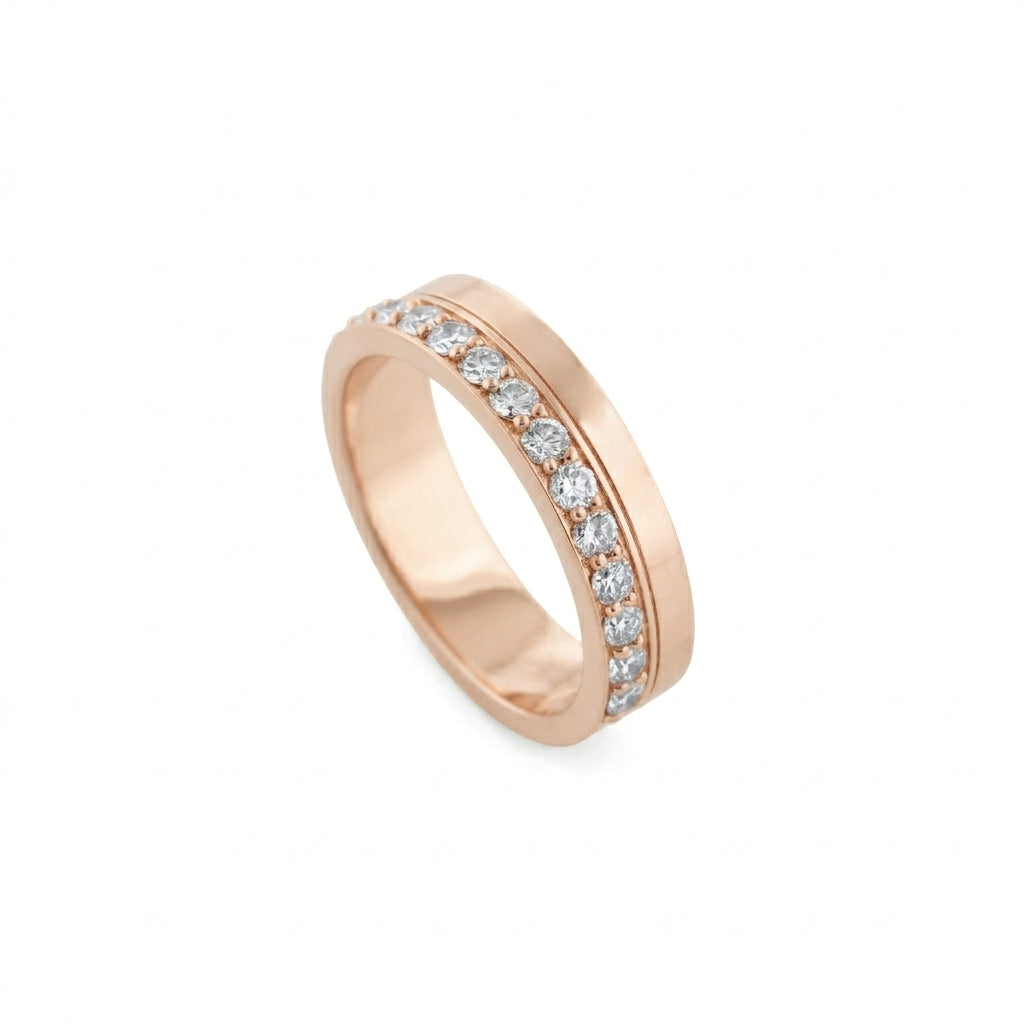Half & Half 5mm Gold and Diamond Band