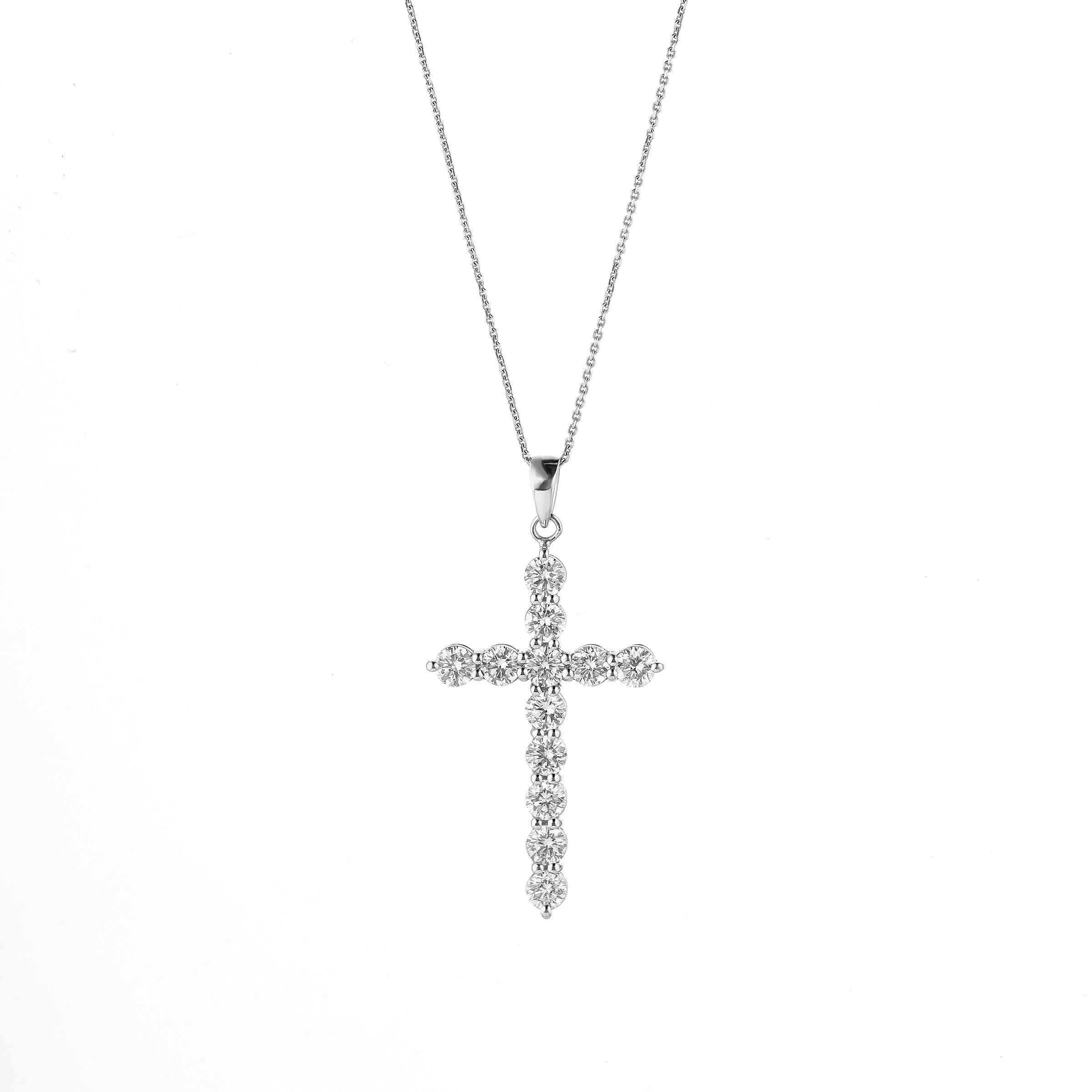 Round Brilliant Cut Diamond Cross Pendant