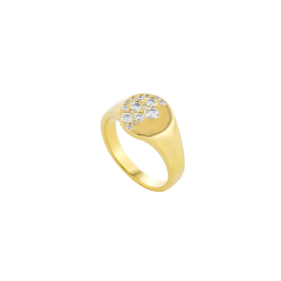 Beautiful certified diamond ring with scattered diamonds, capturing delicate elegance in a modern design.