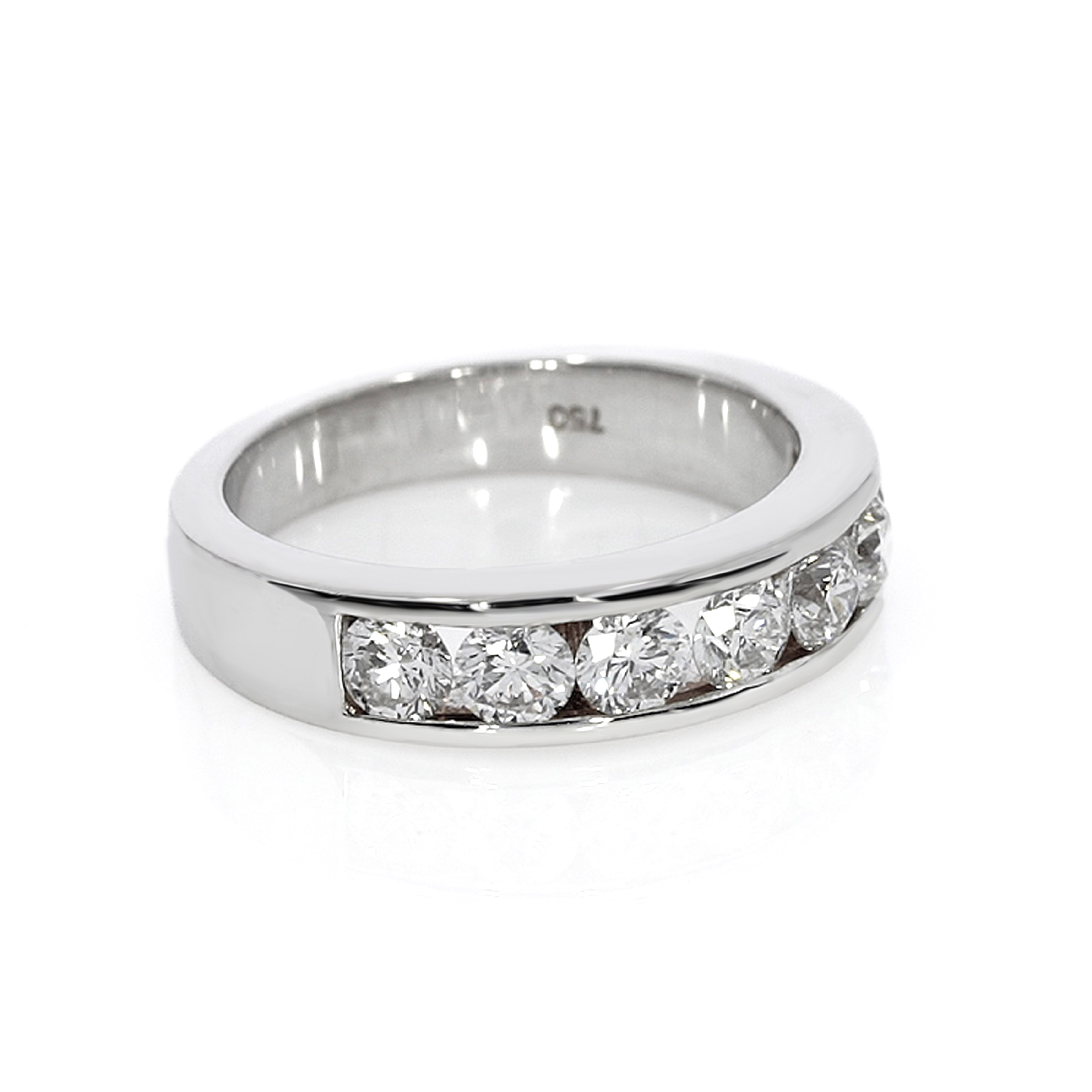 Eternity Ring with seven round brilliant cut 1.20 carats diamonds in a channel setting,