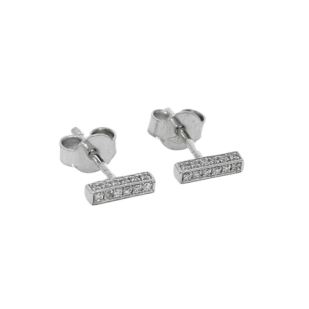 Small bar earrings featuring certified diamonds set in solid 18ct gold, elegant modern design for versatile wear.