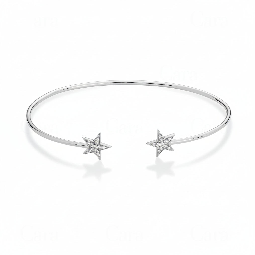 Star bangle featuring certified diamonds in 18ct white gold, ideal for stacking or gifting.