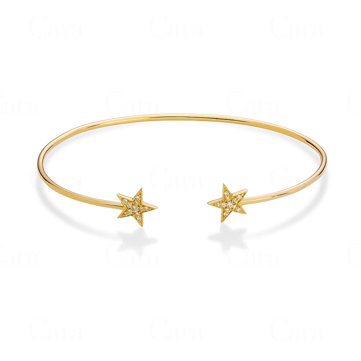 Star bangle in yellow gold featuring certified diamonds, ideal as a diamond bangle for special occasions.