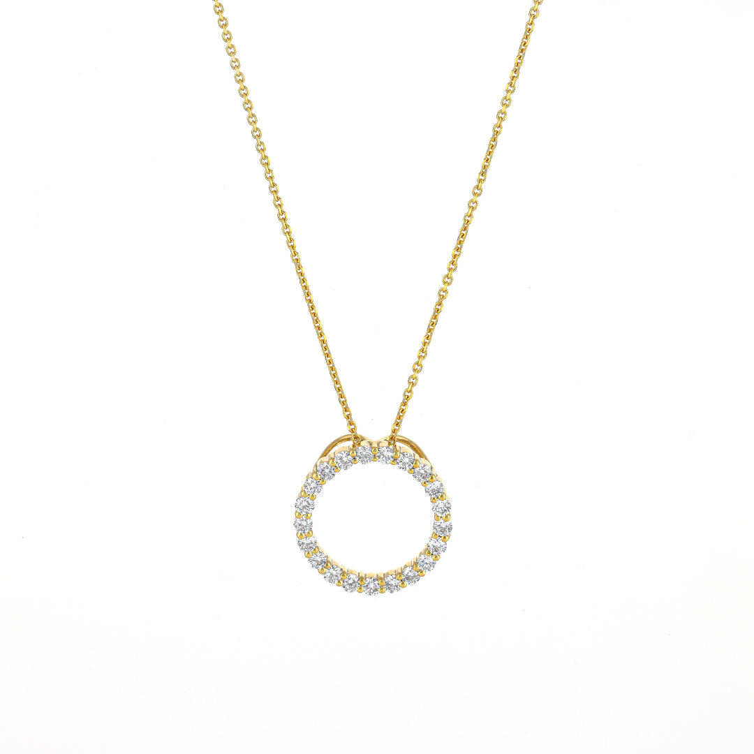 A classic luxury diamond Circle of Life necklace with 0.57ct F-G VS-SI diamonds.