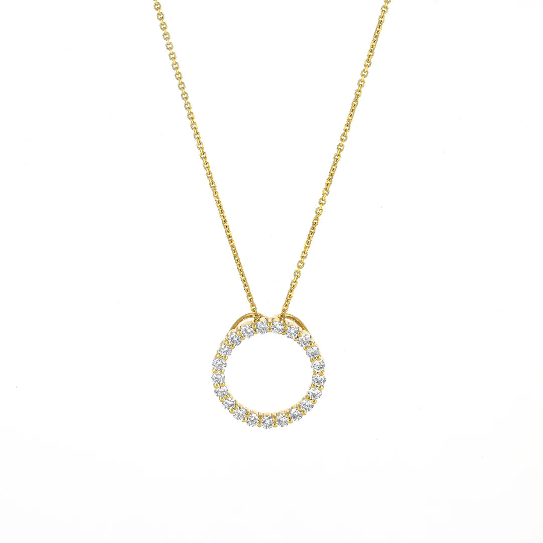 A classic luxury diamond Circle of Life necklace with 0.57ct F-G VS-SI diamonds.