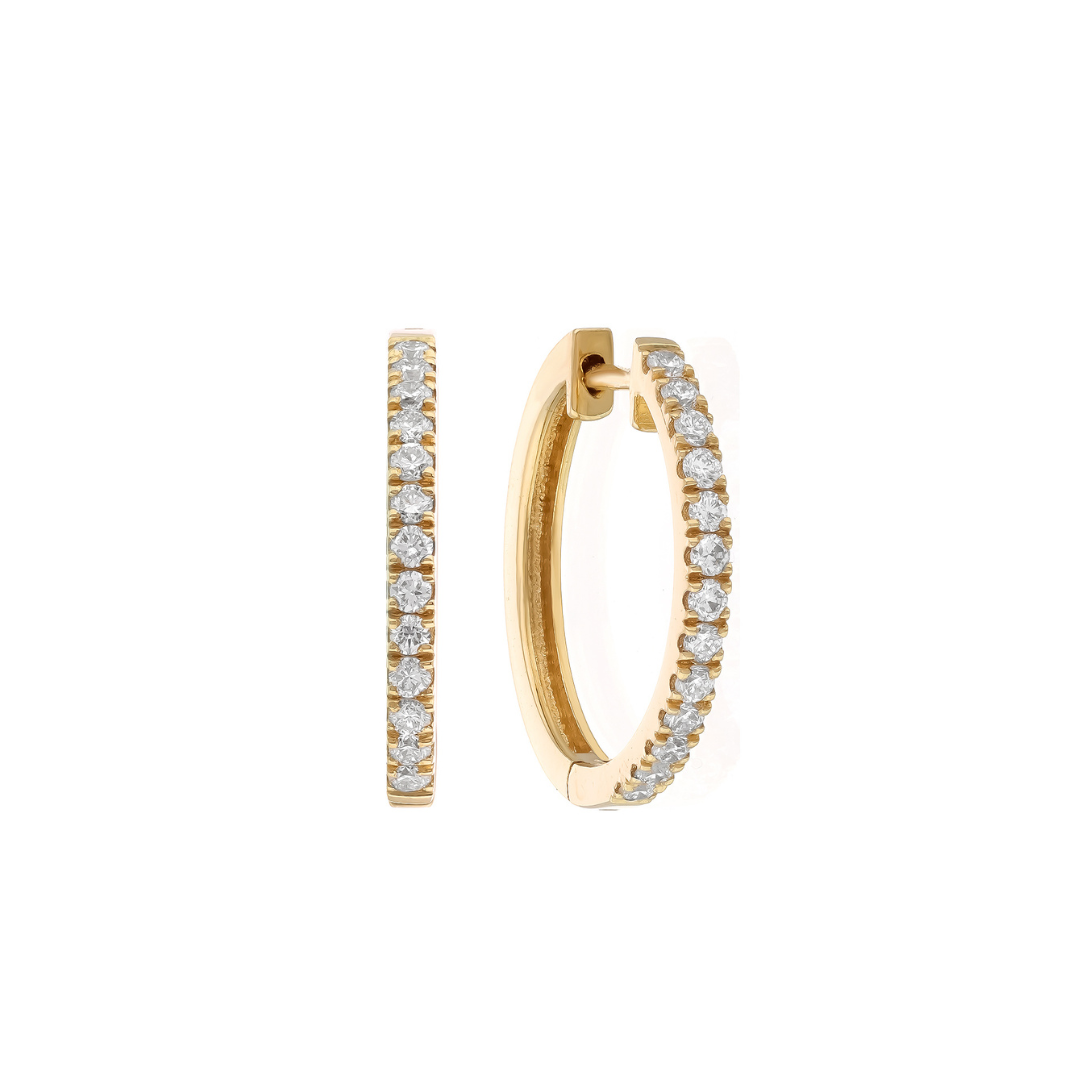 Stunning diamond hoop earrings in gold with brilliant diamonds for timeless elegance and sparkle.