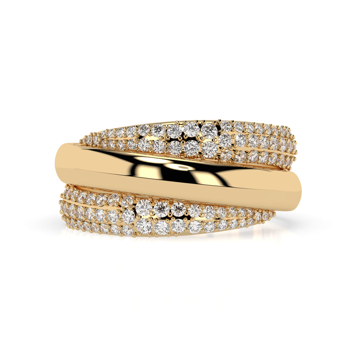 Aurora Ring featuring three strands of 18ct gold and certified diamond rings with a total weight of 0.50cts.
