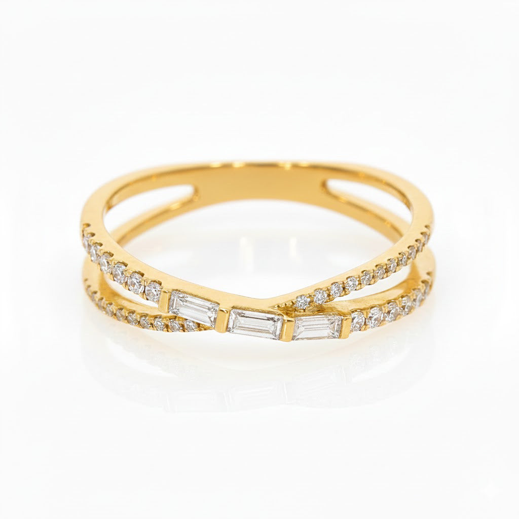 Baguette Criss Cross Ring
