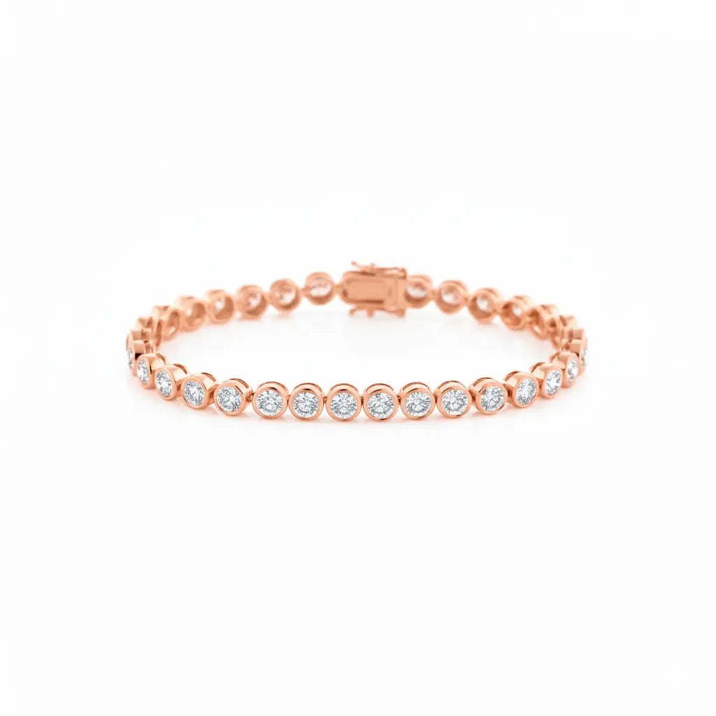 Diamond bezel-set tennis bracelet in rose gold