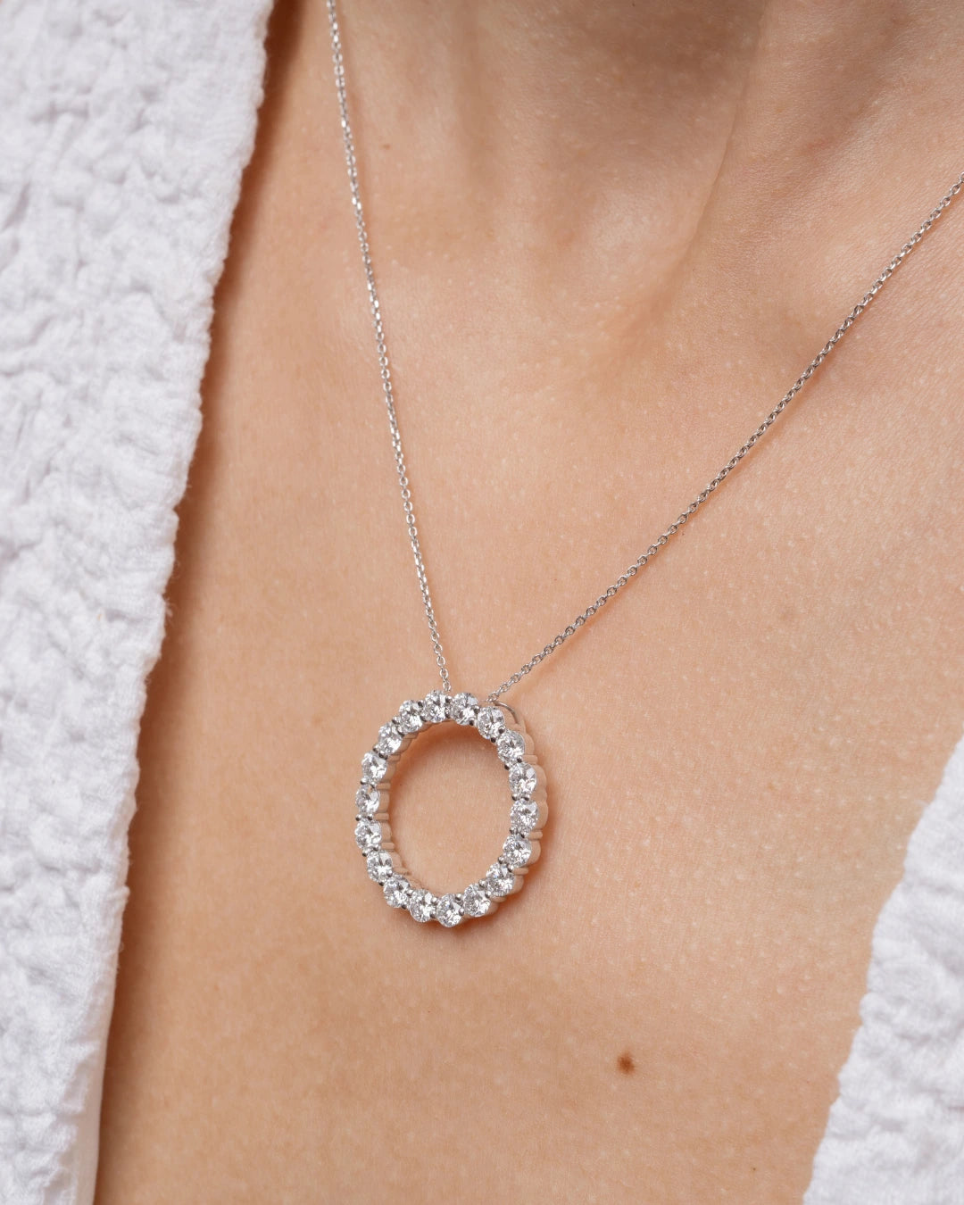 Circle Of Life Necklace - Large featuring hand-set diamonds on a delicate chain, showcasing exceptional sparkle.