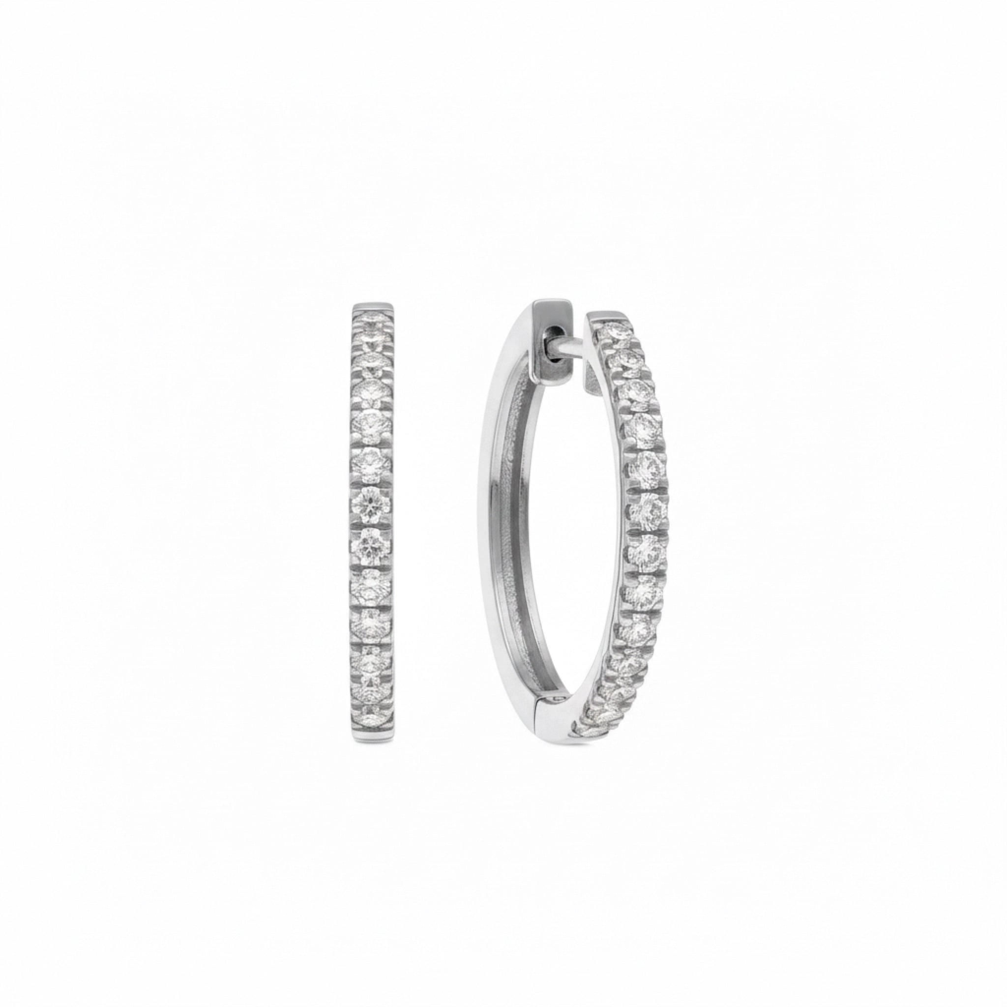 Stunning diamond hoop earrings in white gold with brilliant diamonds for timeless elegance and sparkle.