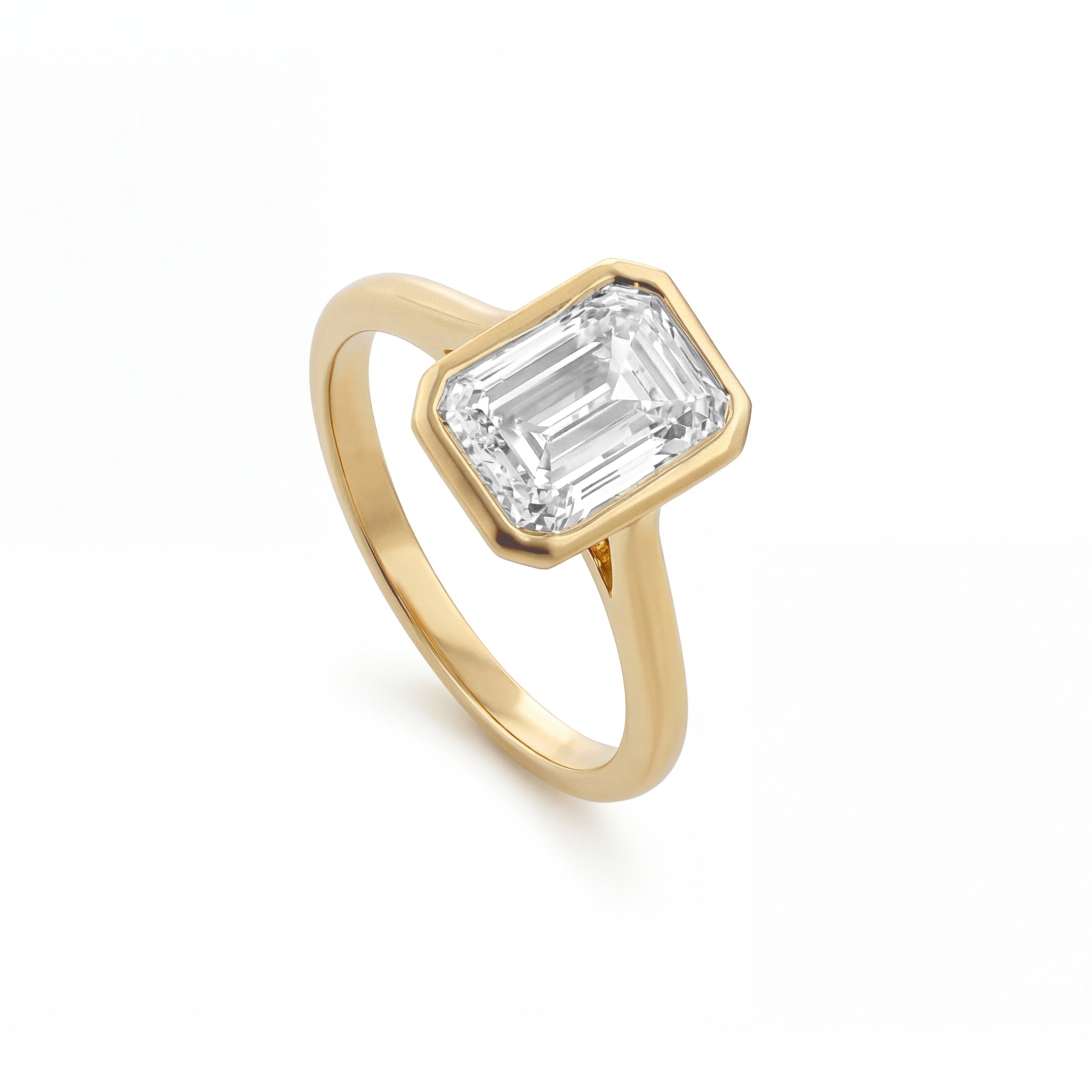Bezel Set Emerald Cut Diamond Ring