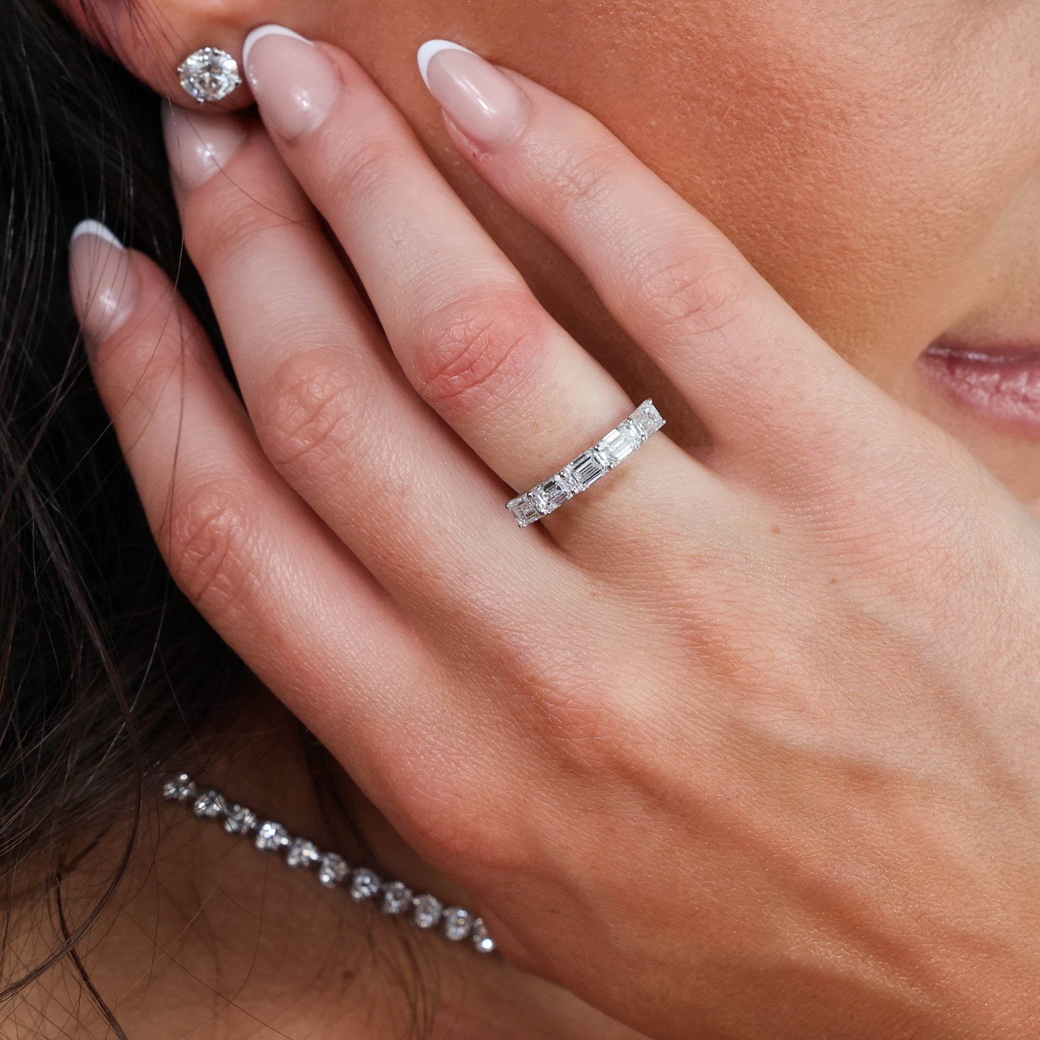 Five Stone Emerald Cut Eternity Ring