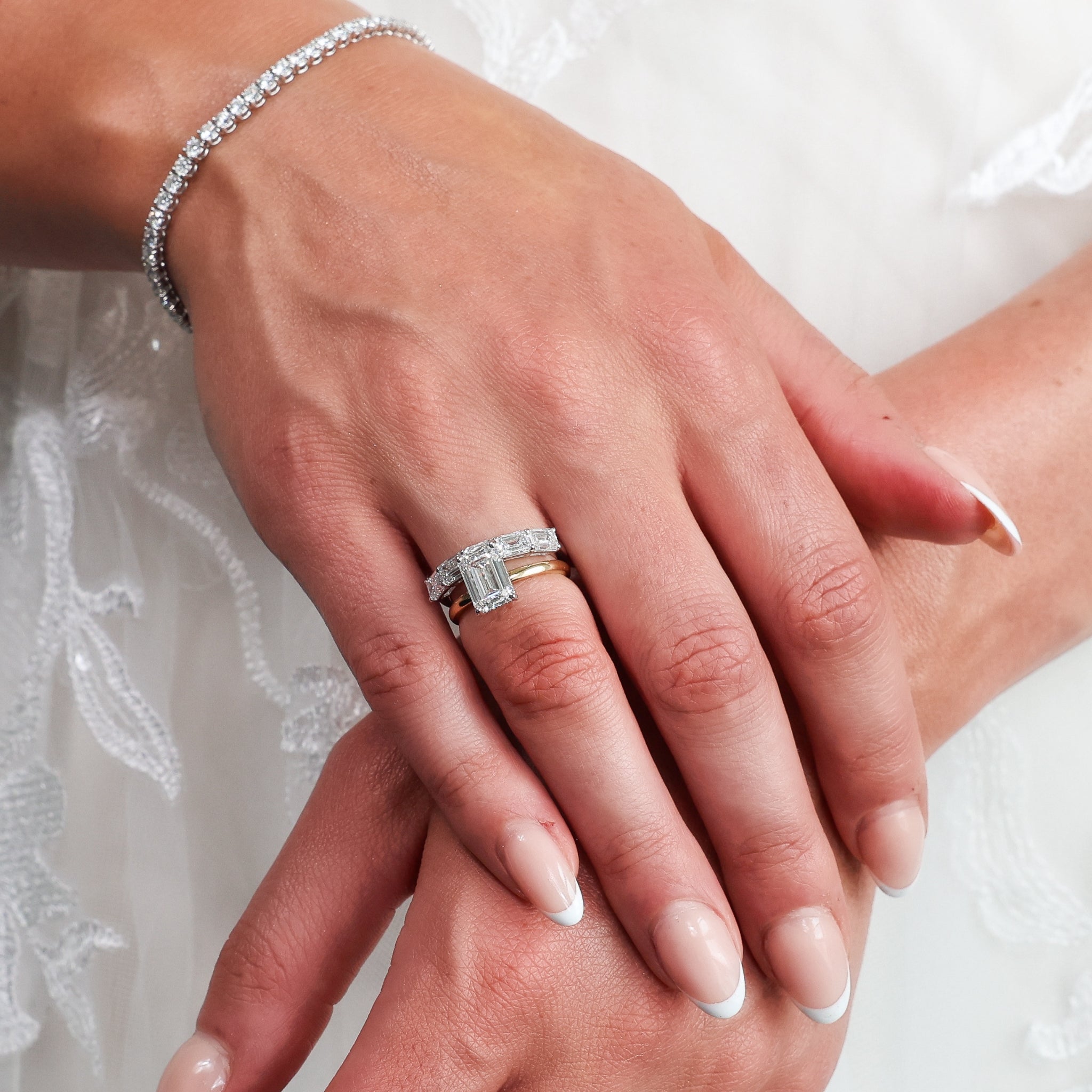Five Stone Emerald Cut Eternity Ring