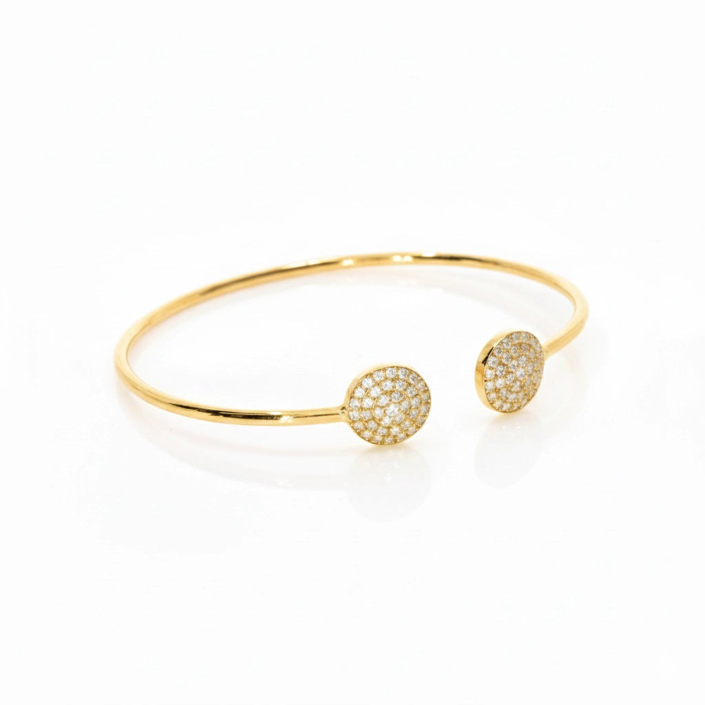 Gemini bangle with round brilliant certified diamonds, a stunning diamond bangle in 18ct yellow gold, perfect for elegant styling.