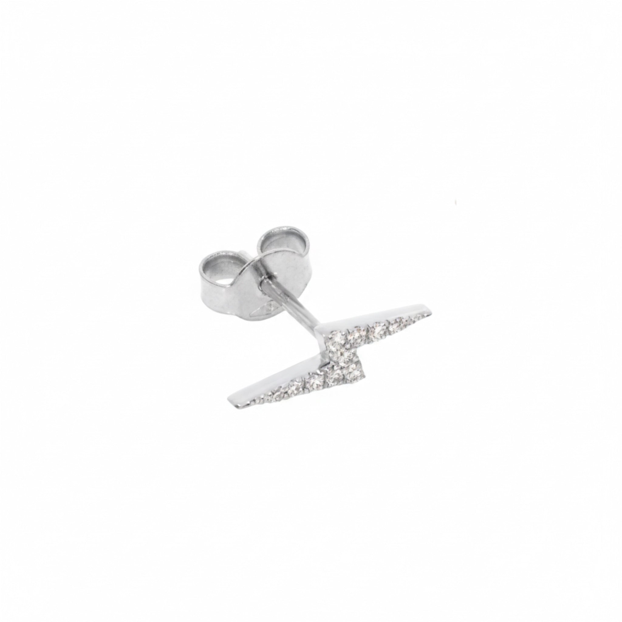 Lightning bolt earring in 18ct white gold with certified diamonds, showcasing a flash of sparkle and strength.