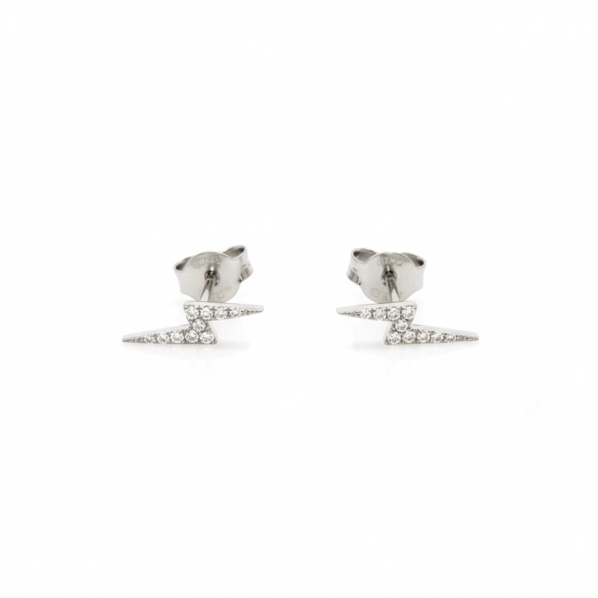 Lightning bolt earrings with certified diamonds set in 18ct white gold, featuring traditional post and butterfly back.