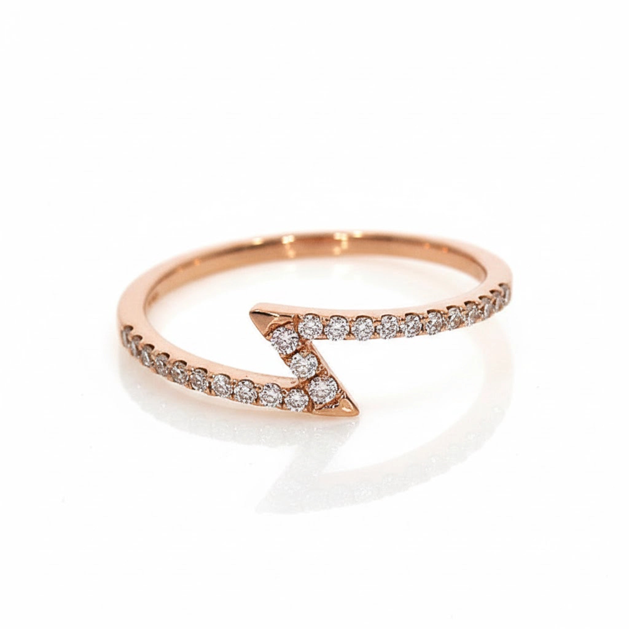 Lightning Bolt Ring featuring diamonds set in 18ct gold for an edgy style.