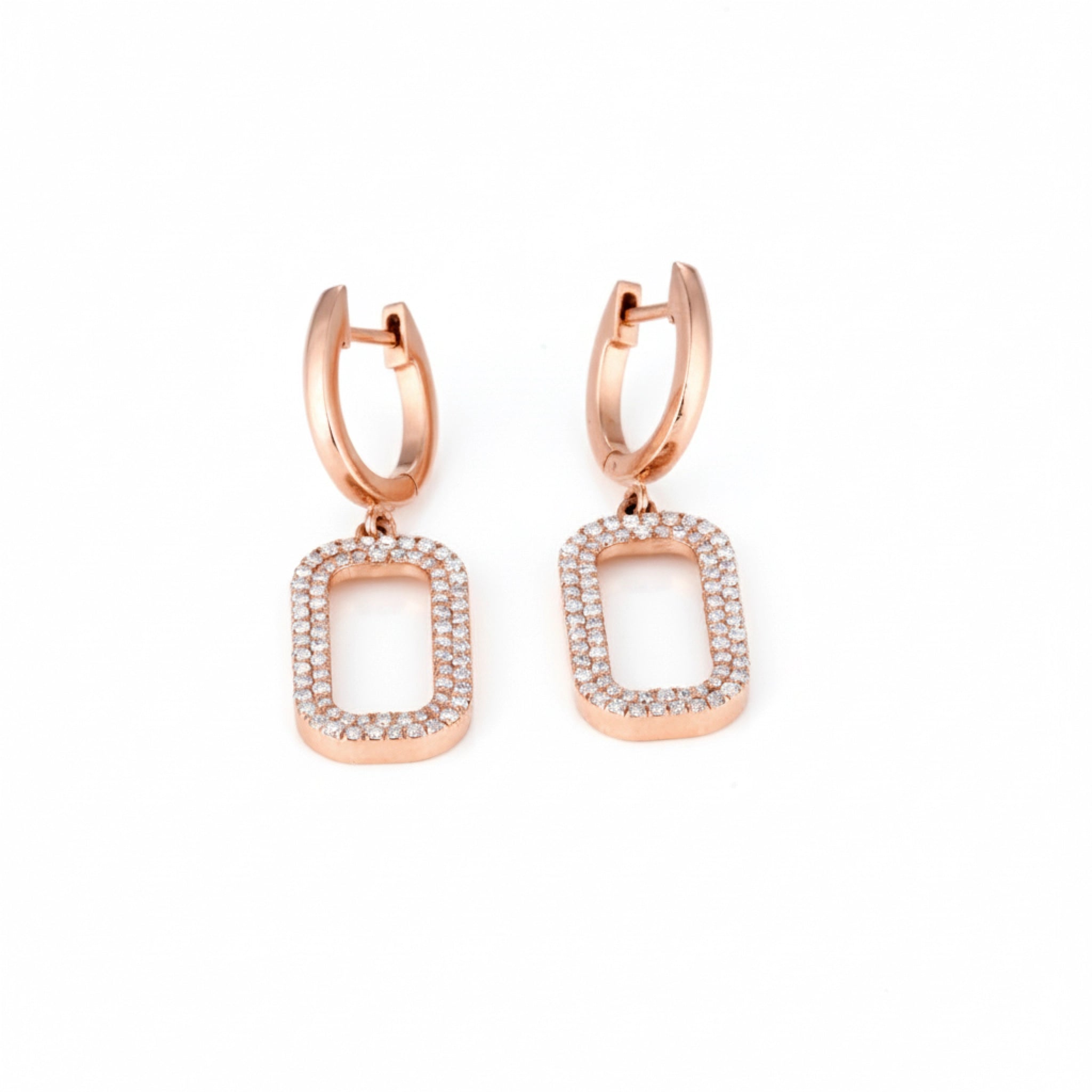 Niamh earrings featuring certified diamond earrings in rose gold with elegant drop design and sparkling accents.