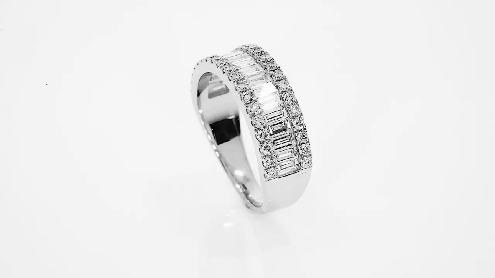 Love Eternity Ring featuring baguette cut diamonds in 18ct gold, showcasing a stunning luxury design.