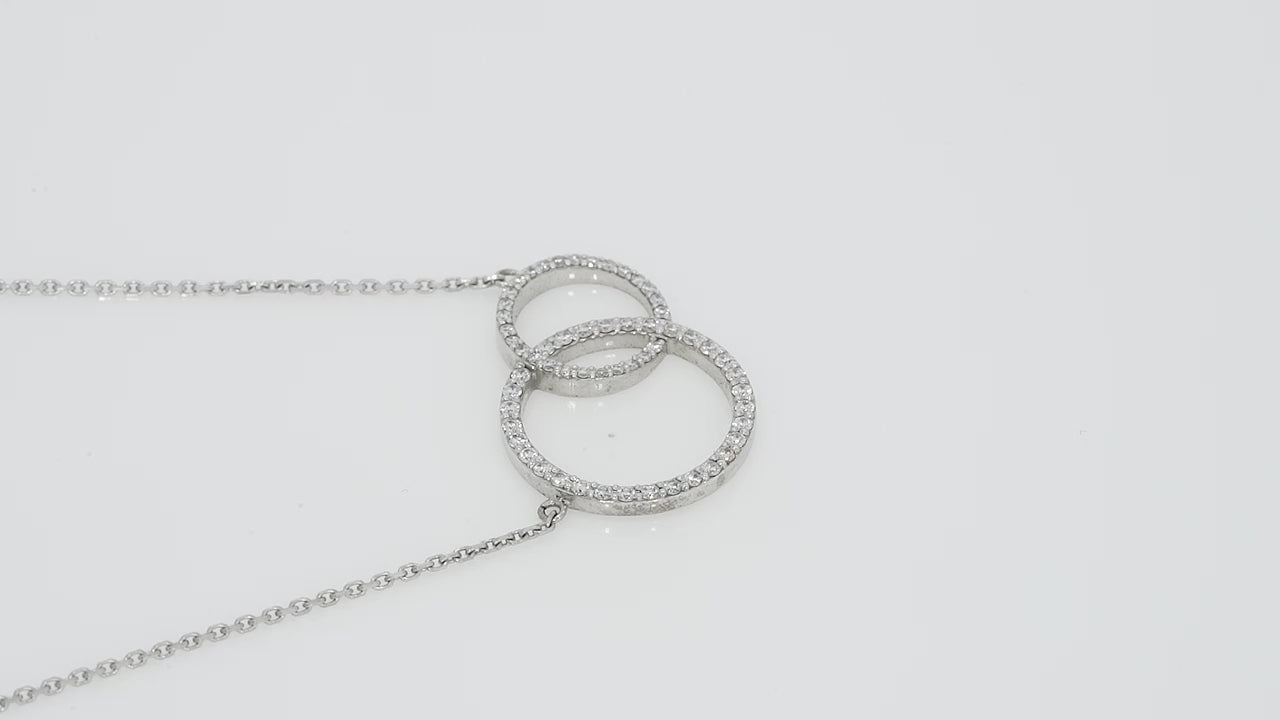 Duo Circle of Life necklace featuring interlocking certified diamond necklace in 18ct gold chain