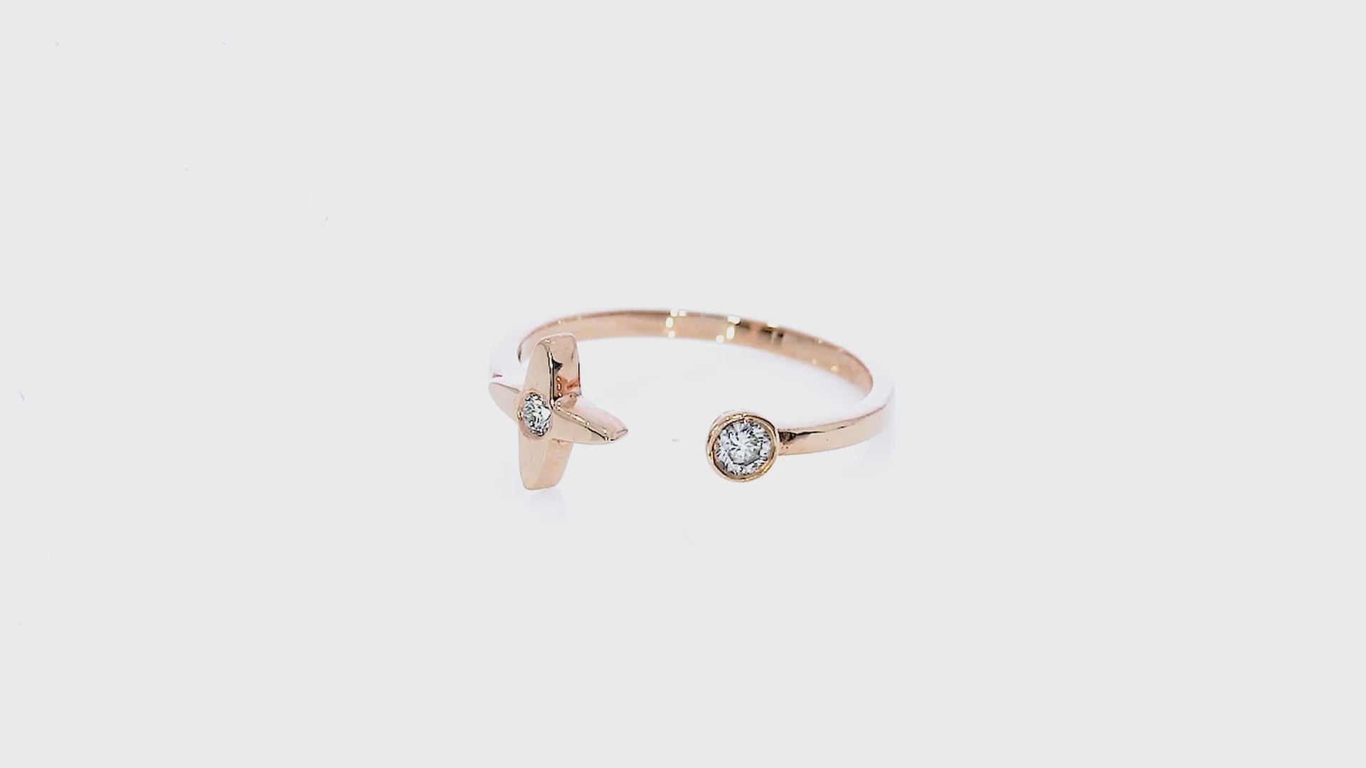 Classic timeless Gemini Mini Star Ring featuring two round brilliant cut certified natural diamonds.