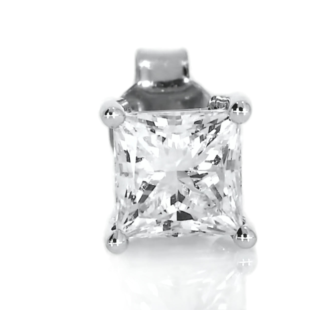 Princess cut diamond stud earrings