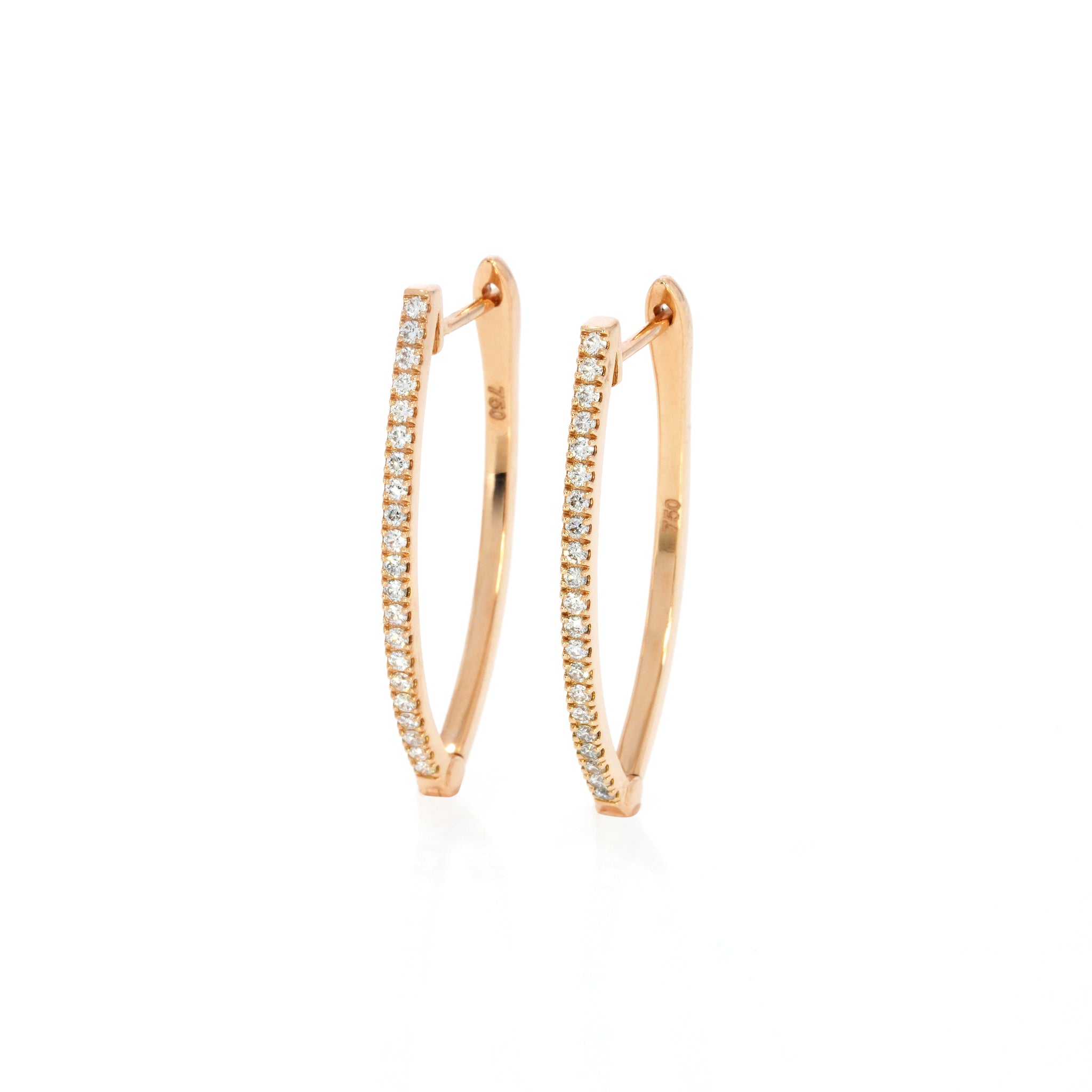 Elegant V-shaped Bali hoop earrings featuring certified diamonds set in 18ct gold .