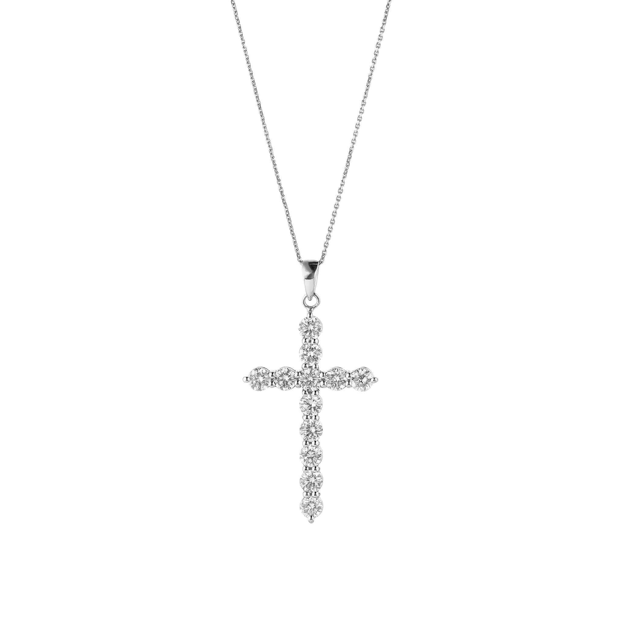 Round Brilliant Cut Diamond Cross Pendant